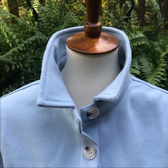 Boyfriend Jacket blue button up jacket over shirt front pockets - Picture 10 of 13